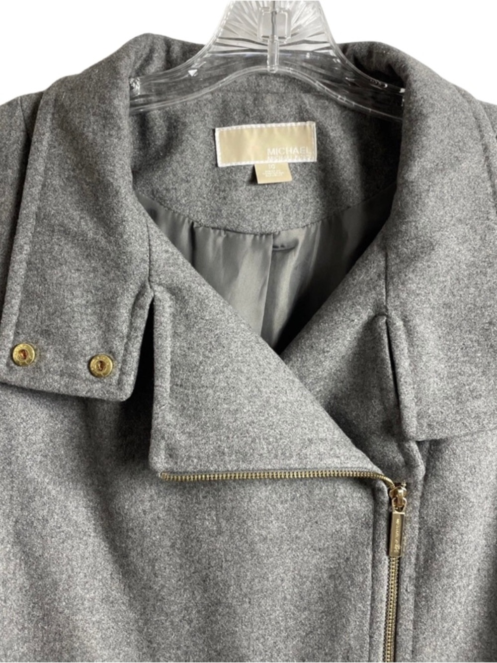 Michael Kors Gray Wool Blend Asymmetrical Zip Coat Sz 4-Thank Yourself in Winter - Picture 3 of 15